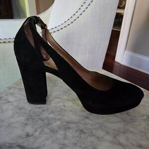 Cole Haan Women's Remi Black Suede Platform Block Heel Pumps